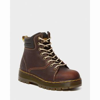 Dr Martens Gilbreth Steel Toe Kožené - Bordove Pracovne Cizmy Damske, DR0333